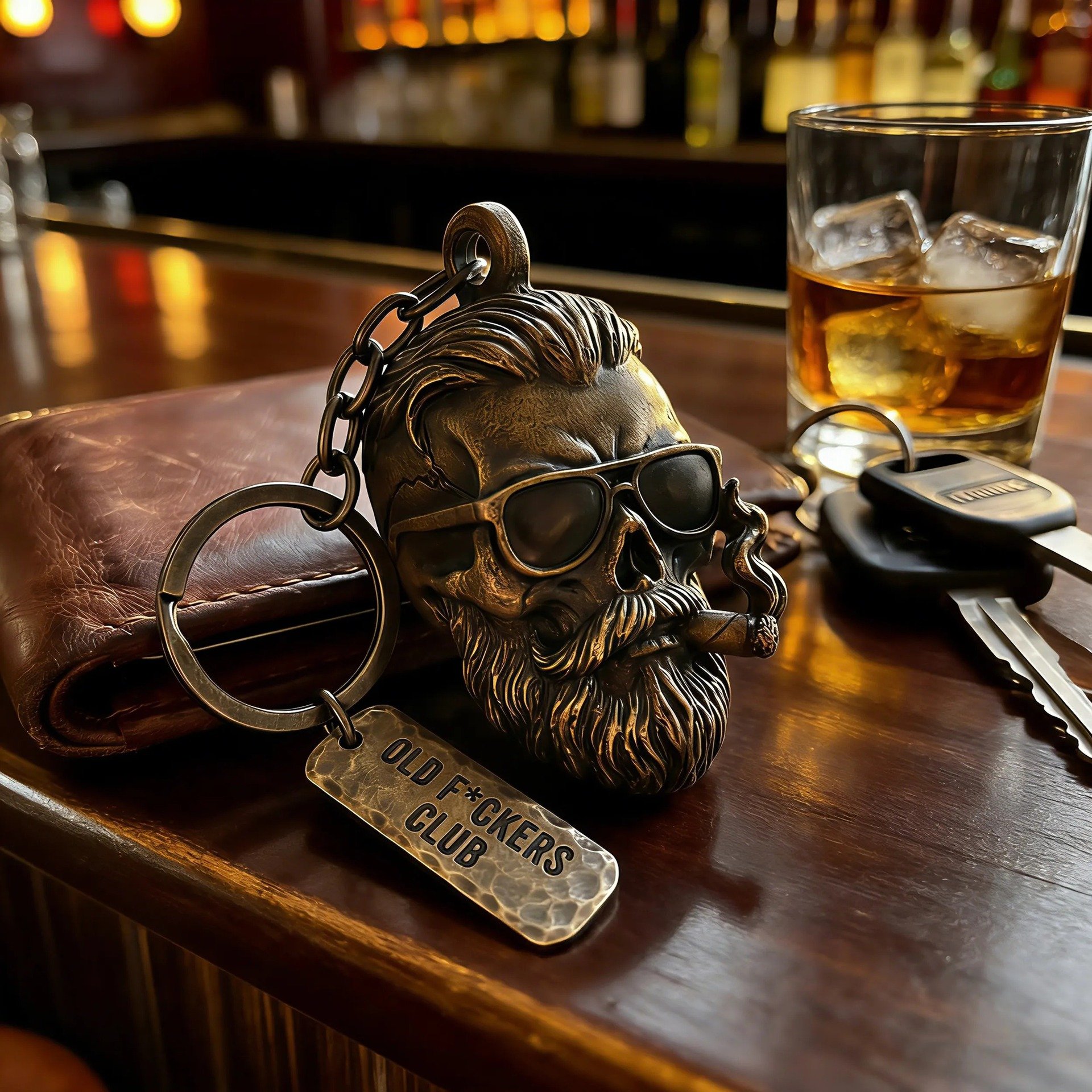 🧔🔥 Old F*ckers Club Skull Keychain