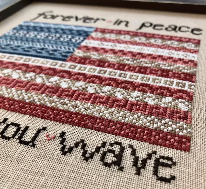 🎆Patriotic American Flag Cross Stitch Kit