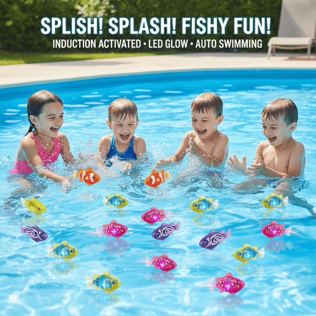 4Pcs Induction Activated | LED Light Up | Auto-Swimming Bath Toy