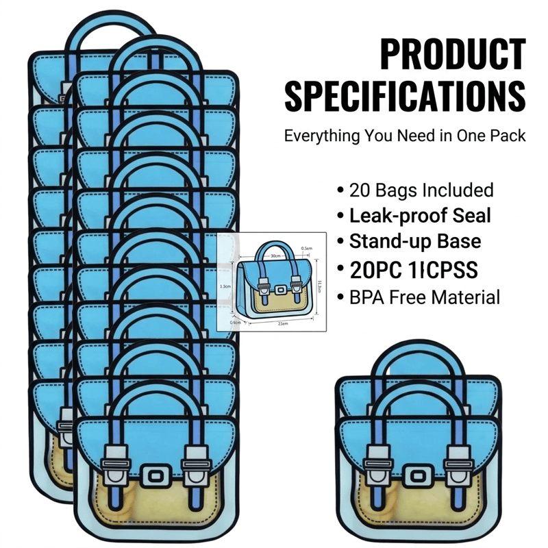 🛍️20-Pack Reusable Backpack Goody Bags | Smell-Proof Stand-Up Treat Pouches : Multi-Color Snack & Stationery Organizer for Kids Parties ✨