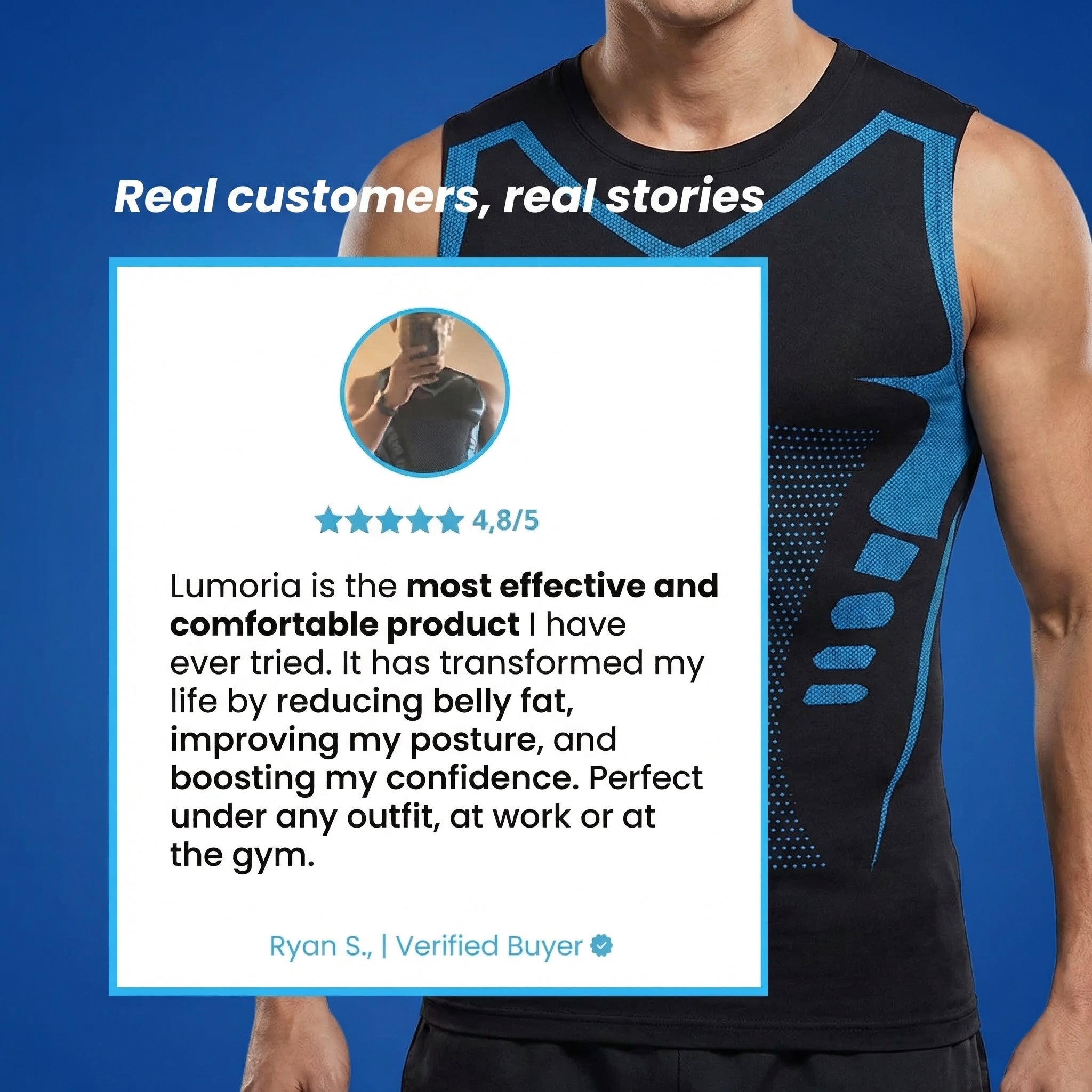 The only 3D compression slimming vest — clinically tested to slim your silhouette by 30% and visibly reduce belly fat in just 30 days.