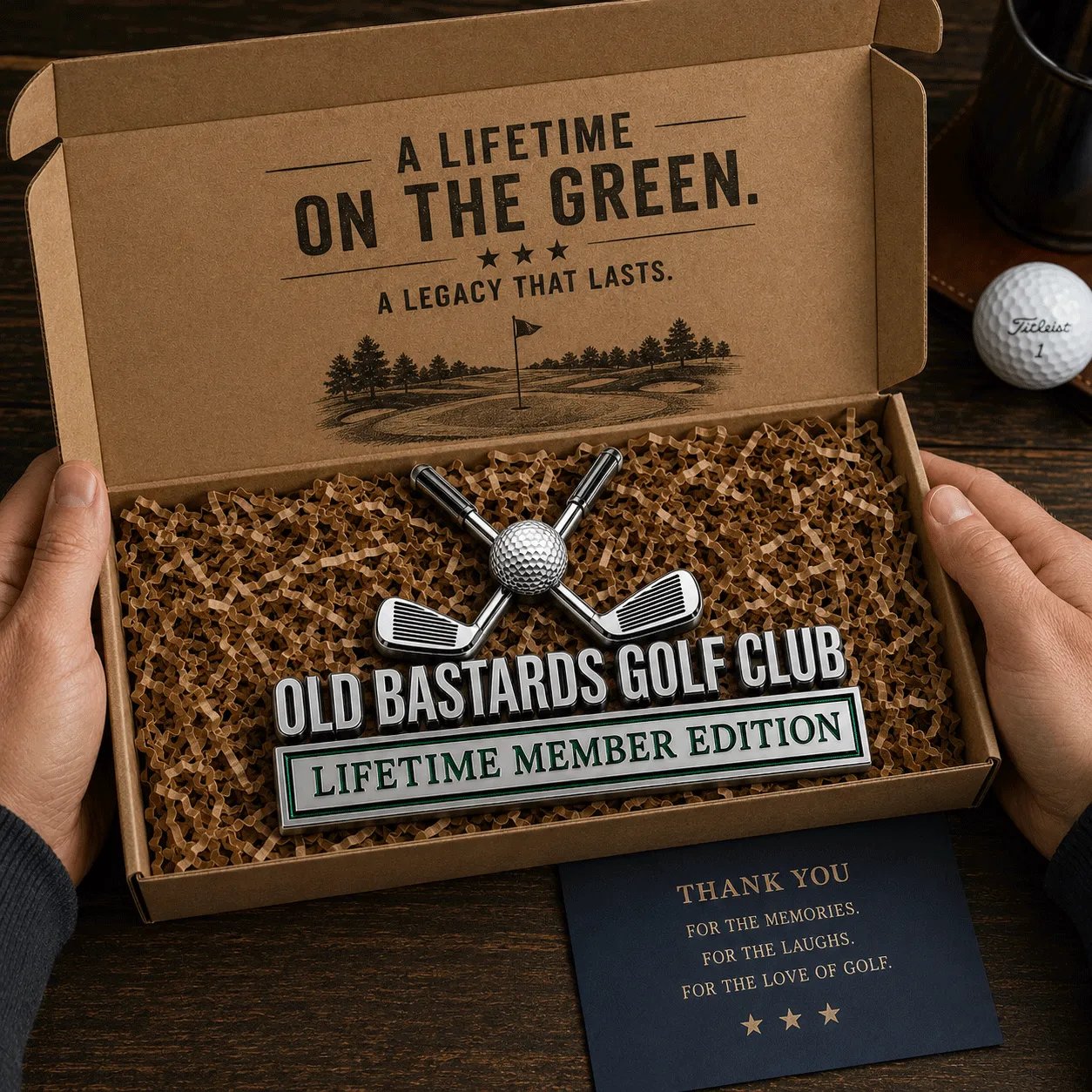 ⛳ Old Bastards Golf Club Lifetime Member Emblem – Premium 3D Metal Car Badge For Golf Legends
