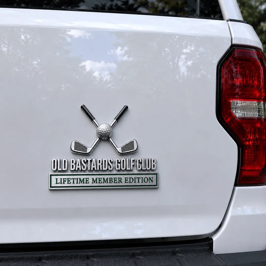 ⛳ Old Bastards Golf Club Lifetime Member Emblem – Premium 3D Metal Car Badge For Golf Legends