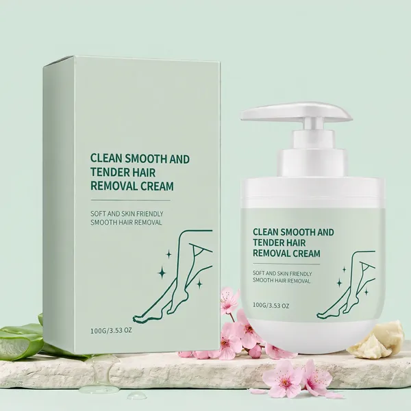 🌸Plant-Based Moisturizing Hair Removal Cream ✨Pump Design Gentle Full Body Depilatory Lotion With Aloe & Cherry Extract