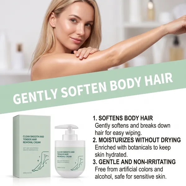 🌸Plant-Based Moisturizing Hair Removal Cream ✨Pump Design Gentle Full Body Depilatory Lotion With Aloe & Cherry Extract