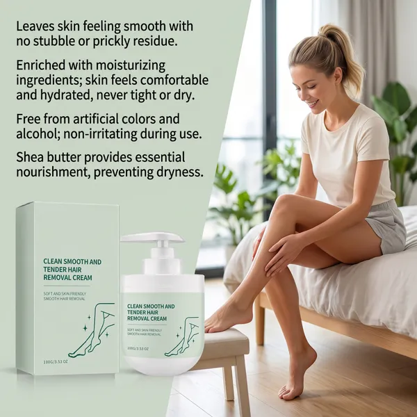 🌸Plant-Based Moisturizing Hair Removal Cream ✨Pump Design Gentle Full Body Depilatory Lotion With Aloe & Cherry Extract