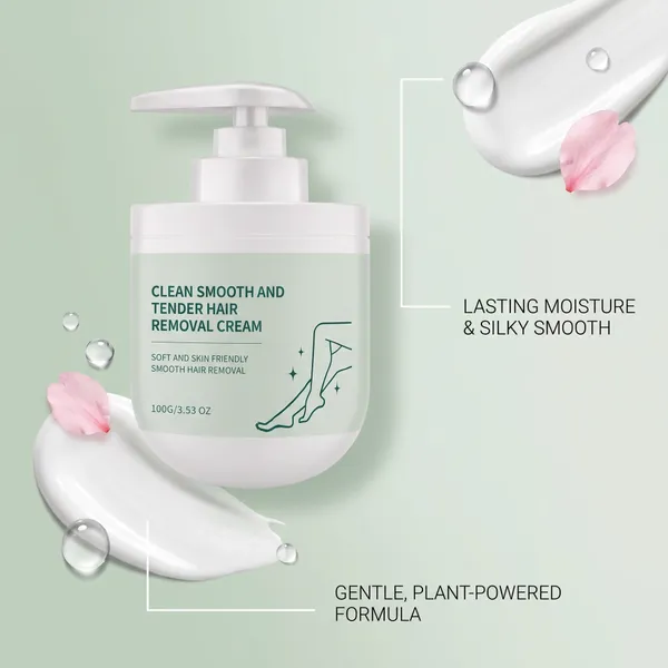 🌸Plant-Based Moisturizing Hair Removal Cream ✨Pump Design Gentle Full Body Depilatory Lotion With Aloe & Cherry Extract
