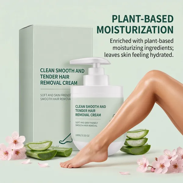 🌸Plant-Based Moisturizing Hair Removal Cream ✨Pump Design Gentle Full Body Depilatory Lotion With Aloe & Cherry Extract