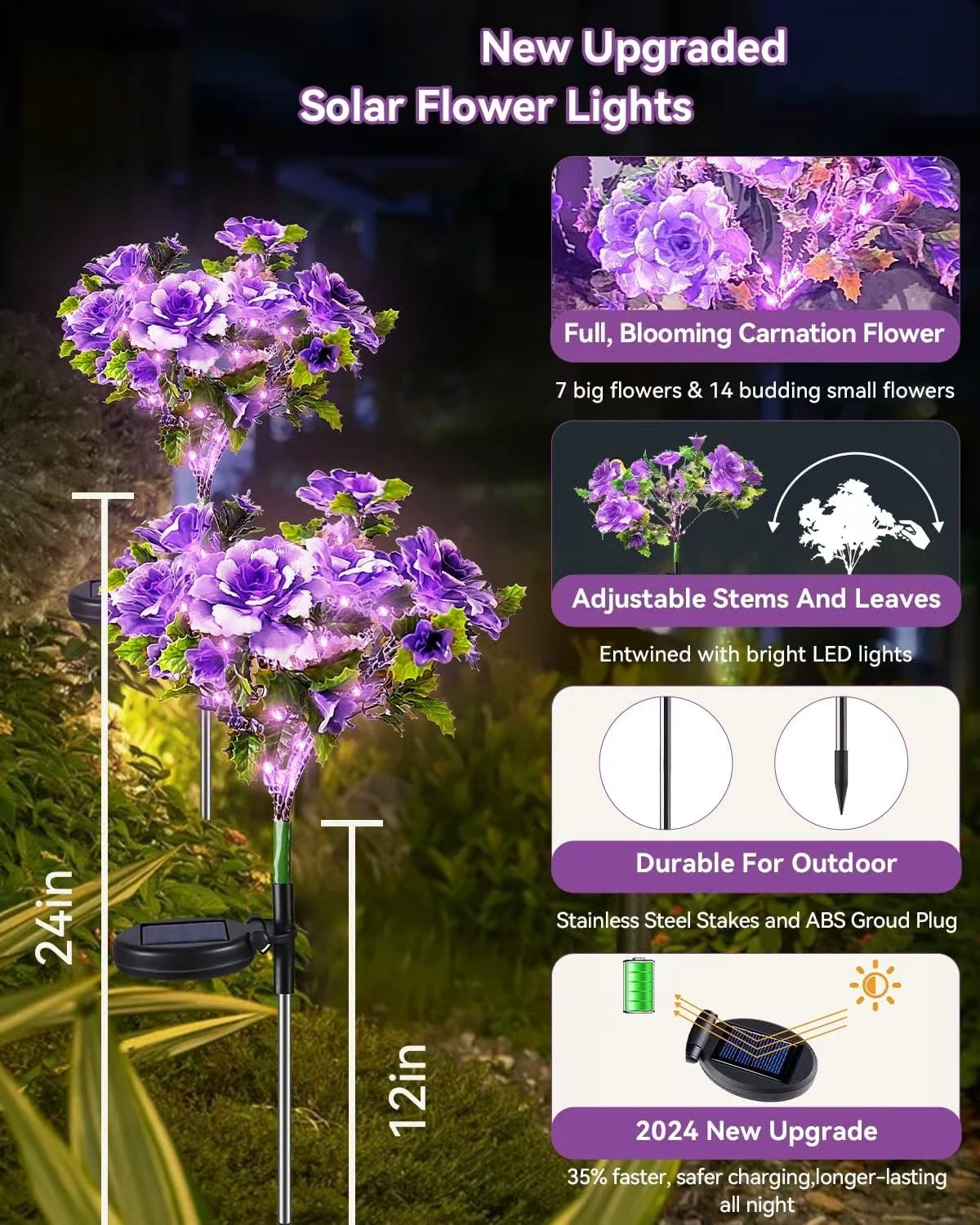 Realistic Solar Carnation Lights | Everlasting Gratitude Collection (Set of 4)