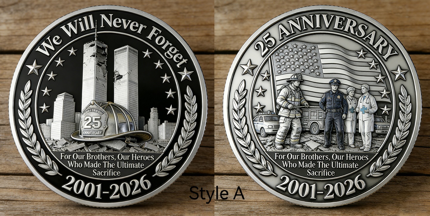 9/11 25th Anniversary Memorial Challenge Coin Set