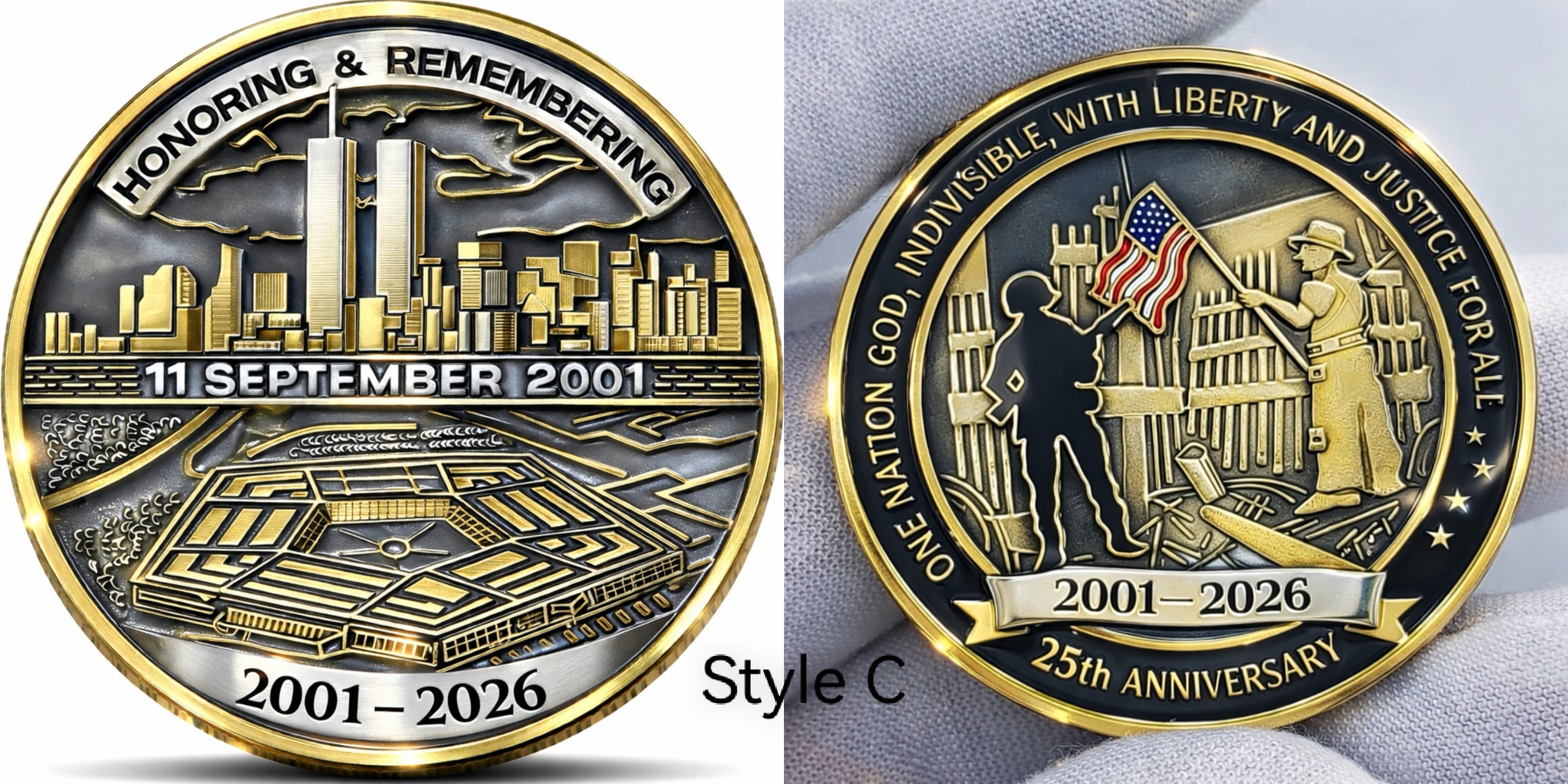 9/11 25th Anniversary Memorial Challenge Coin Set