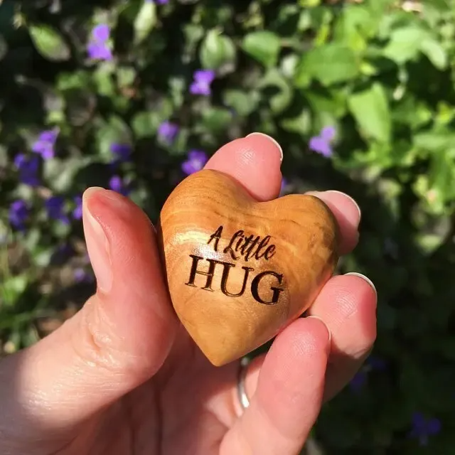 💖Handmade Pocket Hug Wooden Heart Token Gifts🎁