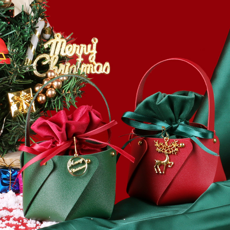 🎅Christmas Apple Velvet Bag Leather Bucket🍎