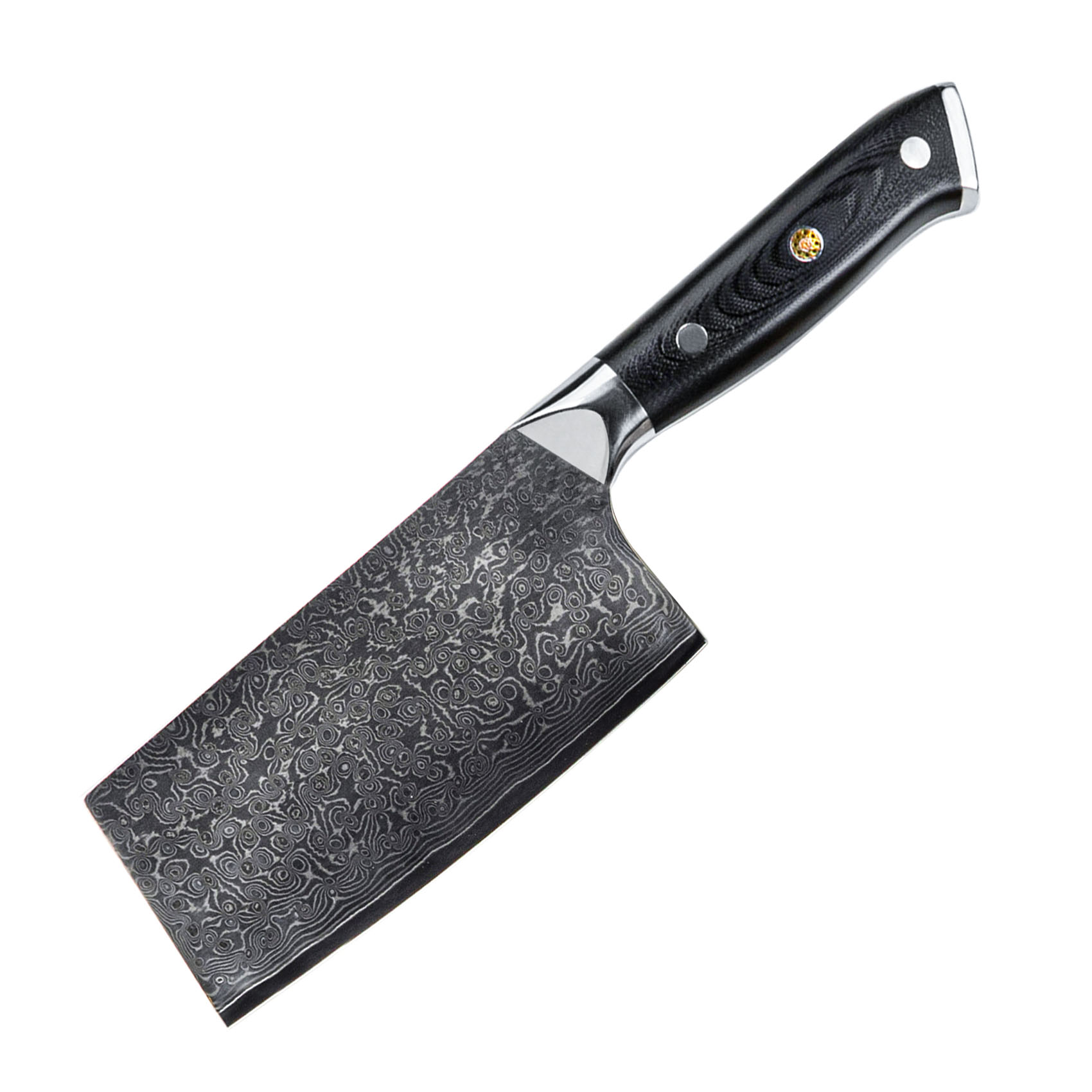 Elite 7" Damascus Cleaver Knife Black