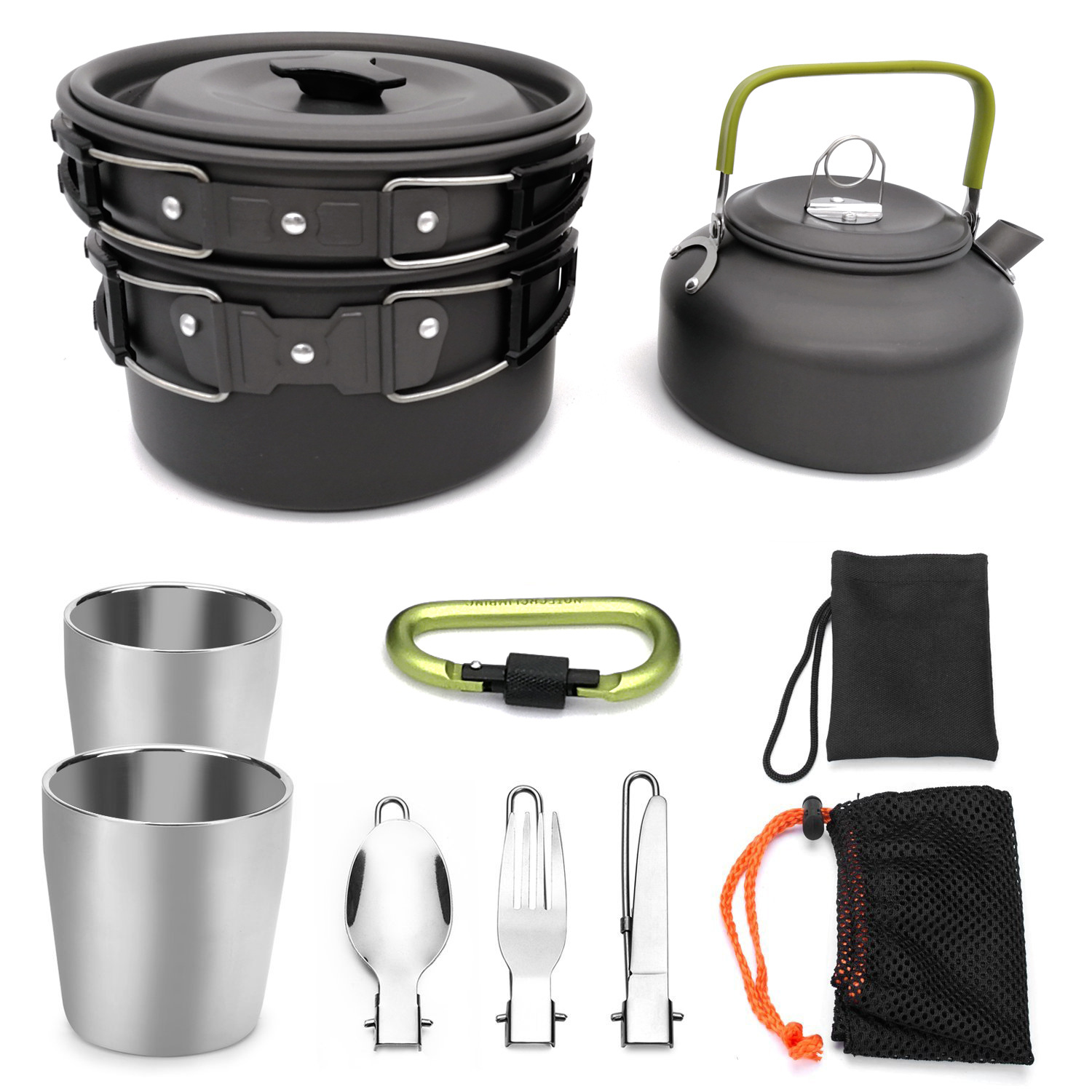 Outdoor Camping Pot Set with Portable Cooking Utensil