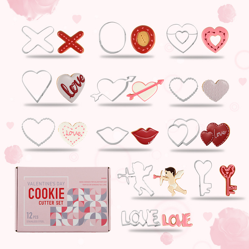 Valentine's Day Theme 12 Piece Cookie Cutter Set