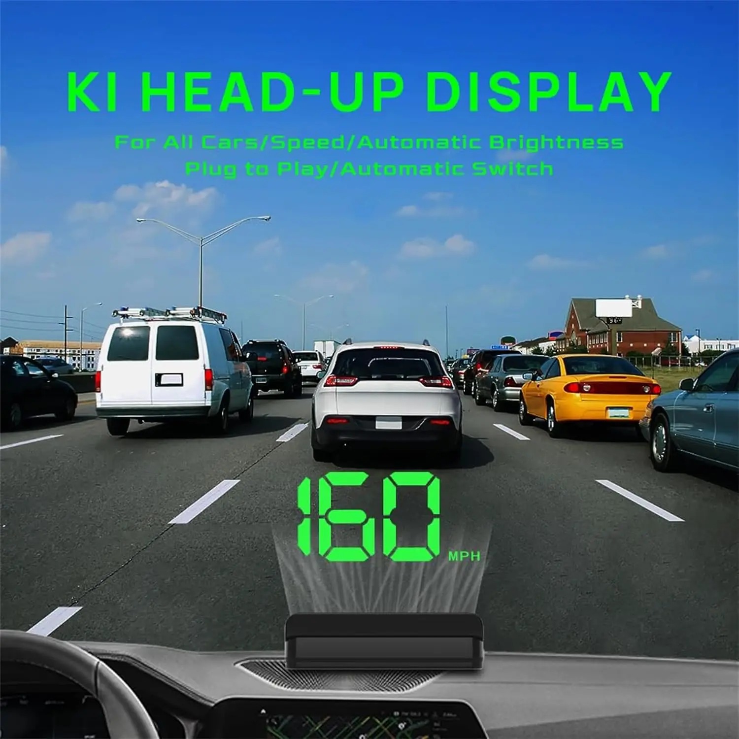 GPS HUD Speedometer for Cars – Large MPH Display, Auto Brightness, USB Plug & Play