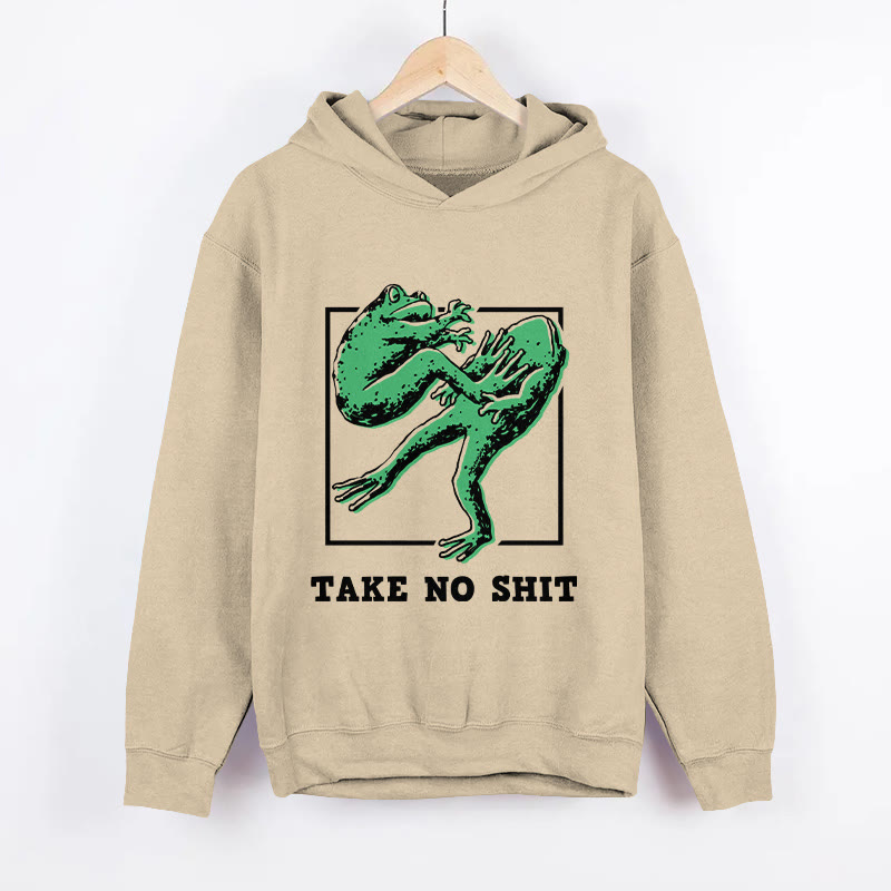 Unisex Don't Mess With Me Frog Pattern Long Sleeved Hoodie - Apricot - US44-46(8XL) - image 3