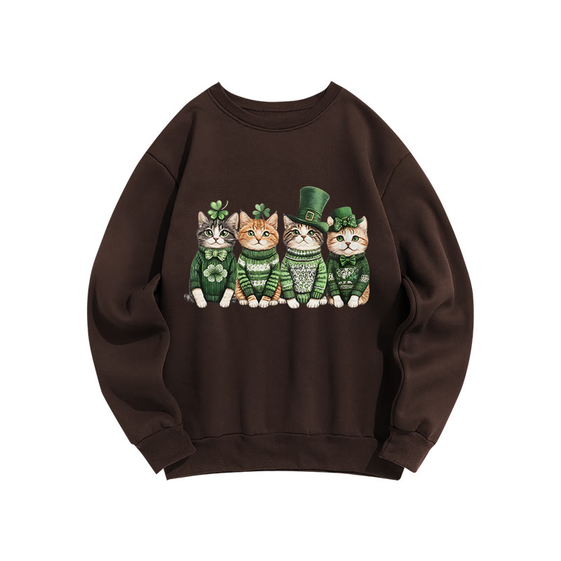 St. Patrick's Lucky Kittens Print Sweatshirt - Coffee - US16-18(2XL) - image 8