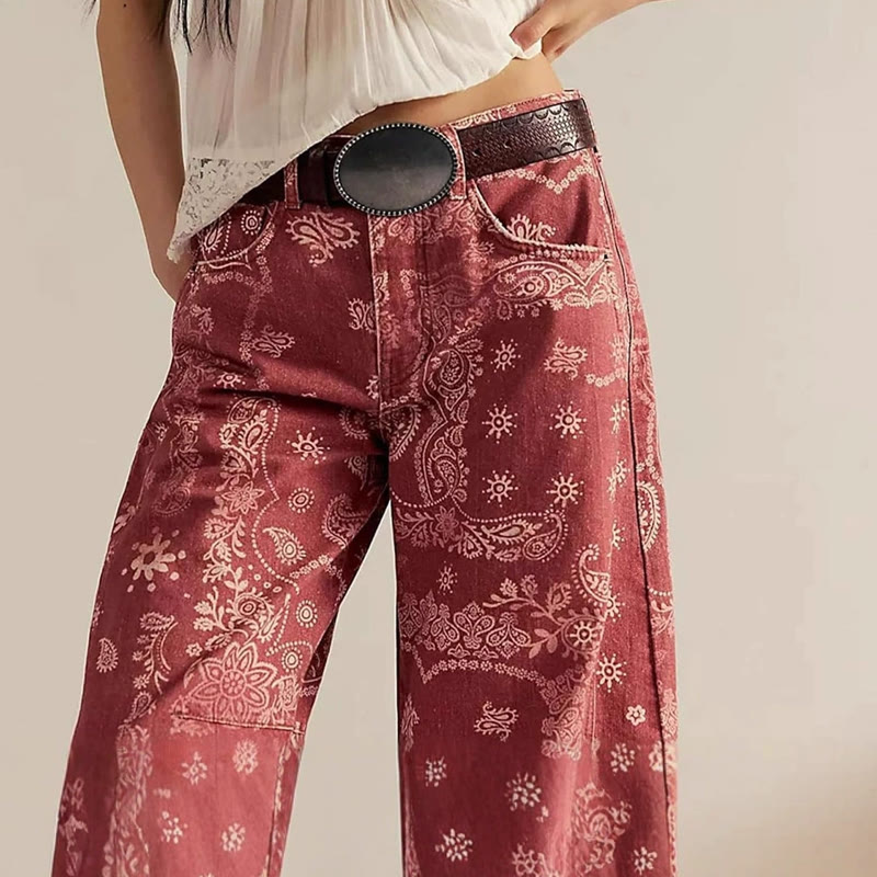 Boho Ethnic Paisley Print Jeans - image 4