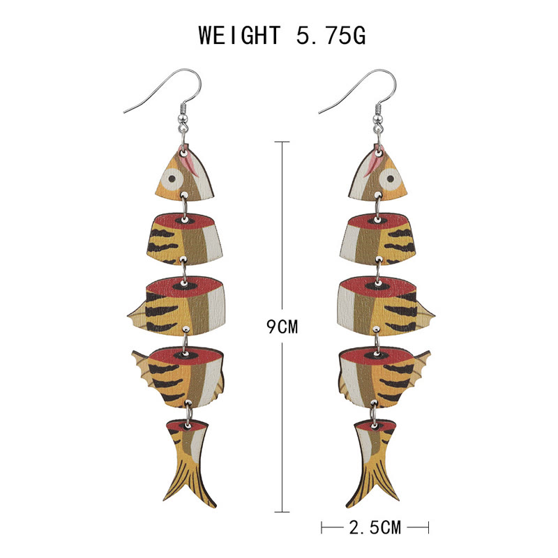 Funnycutting Fish Eco-friendly Acrylic And Wood Earring - image 22