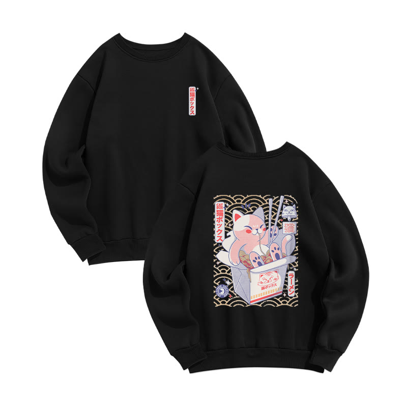 Unisex Cat Box Print Long-Sleeved Crew Neck Sweatshirt - Blue - US16-18(2XL) - image 3