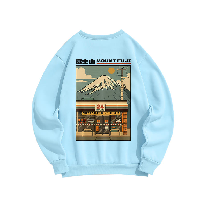 Unisex Fuji Mart Print Long Sleeve Crew Neck Sweatshirt - Blue - US16-18(2XL) - image 8