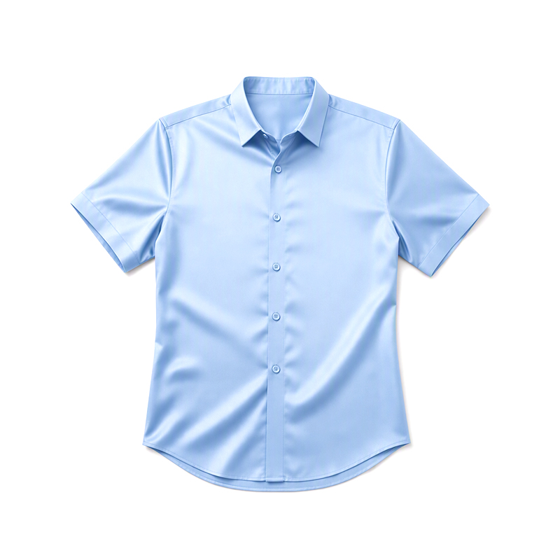 Men's Solid Color Stretch Short Sleeve Button Up Business Casual Shirt - image 8