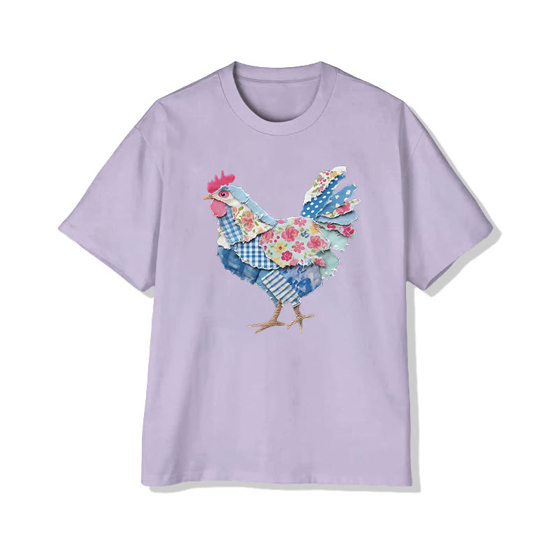 Animal Friends Chicken Flakes Print Pattern Cotton Print T-shirt - image 7