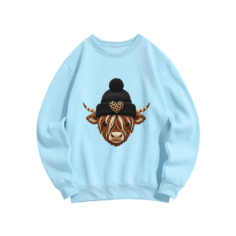 Heart Shaped Leopard Print And Reindeer Creative 3d Print Long-Sleeved Crew Neck Sweatshirt - Blue - US16-18(2XL) - image 4