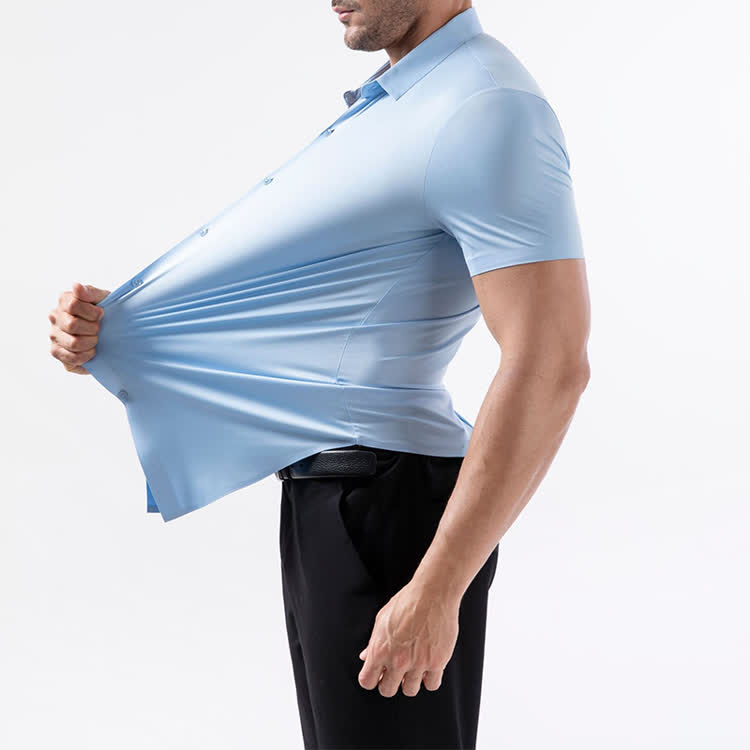 Gentle Office Man High Elasticity Non-iron Short-sleeve Thin Shirt - image 12
