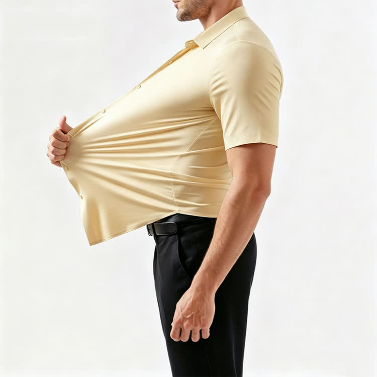 Gentle Office Man High Elasticity Non-iron Short-sleeve Thin Shirt - image 14