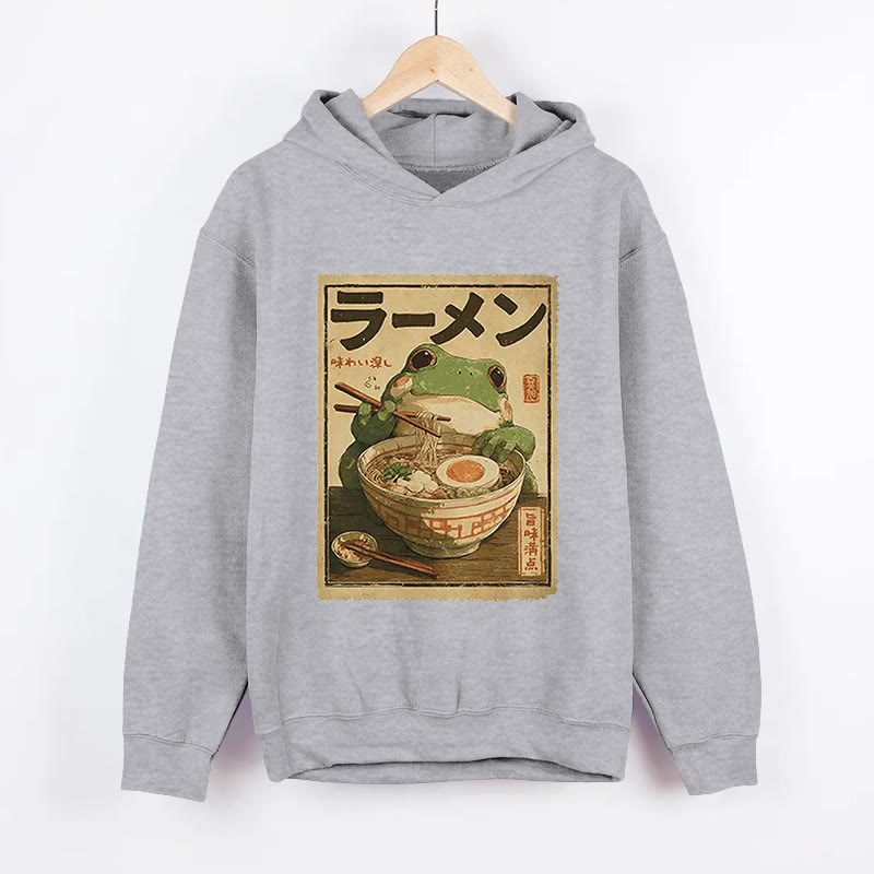 Unisex  Ramen Bliss Pattern Long Sleeved Hoodie - Grey - US44-46(8XL) - image 4