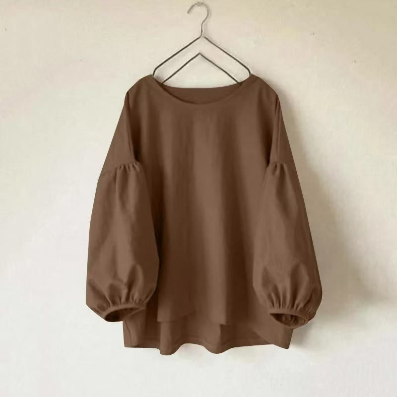 Solid Color Loose Lantern Sleeve Blouse