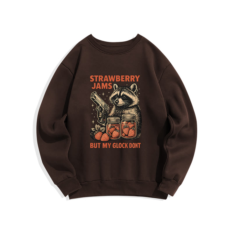 Strawberry Jams Glock Funny Raccoon Crew Neck Sweatshirt - Coffee - US16-18(2XL) - image 8