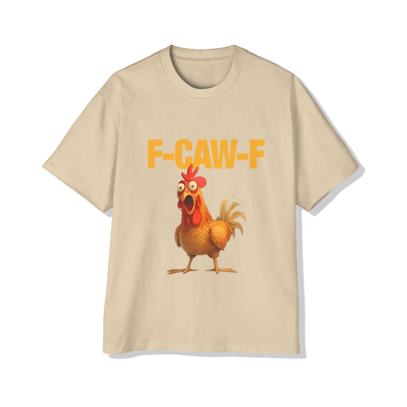 Unisex F-Caw-F Chicken Pattern Short Sleeved Crew Neck T-Shirt - Apricot - 2XL - image 4