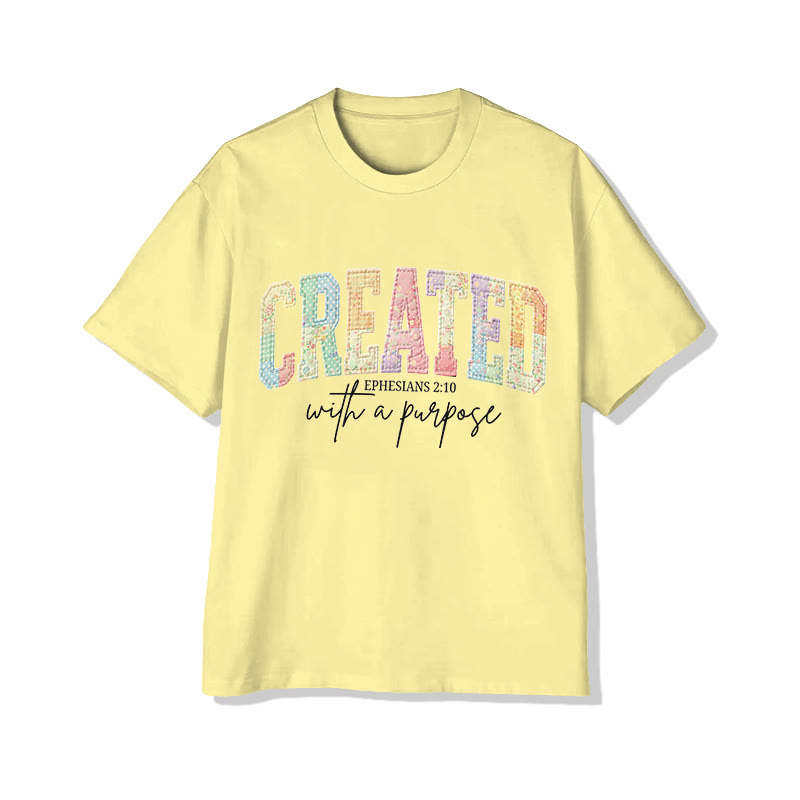 Christian Created With A Purpose Ephesians 2:10 Print Pattern Cotton Print T-Shirt - image 14