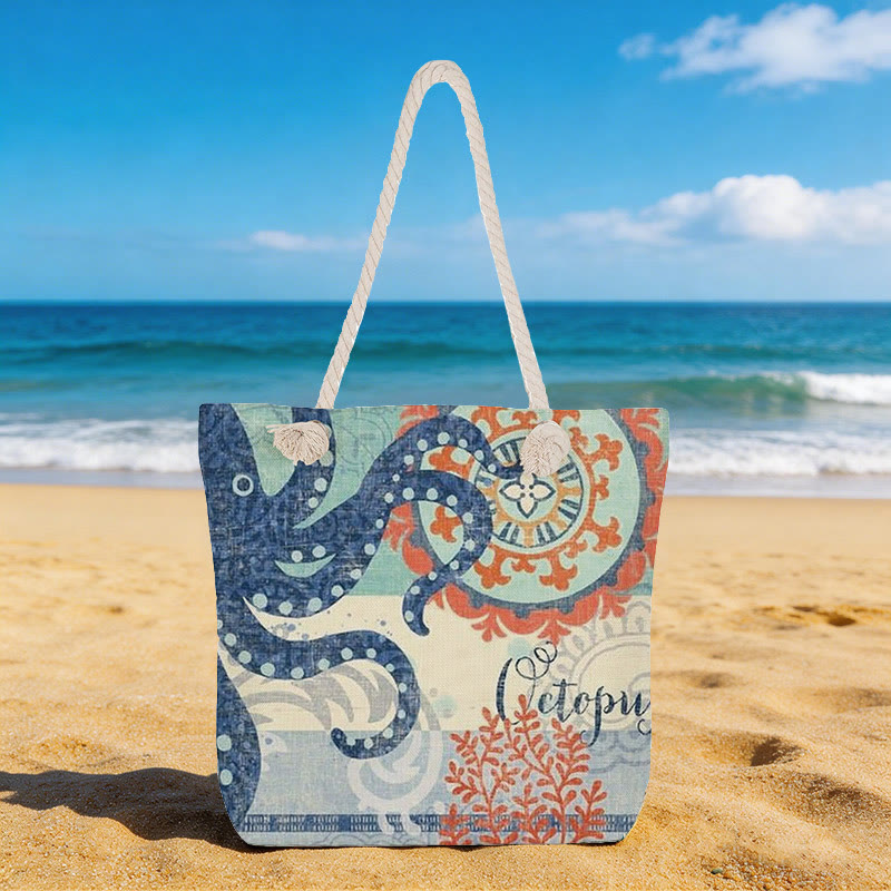 Retro Rope Single-shoulder Tote Bag - octopus-02 - 45*35*12cm - image 4