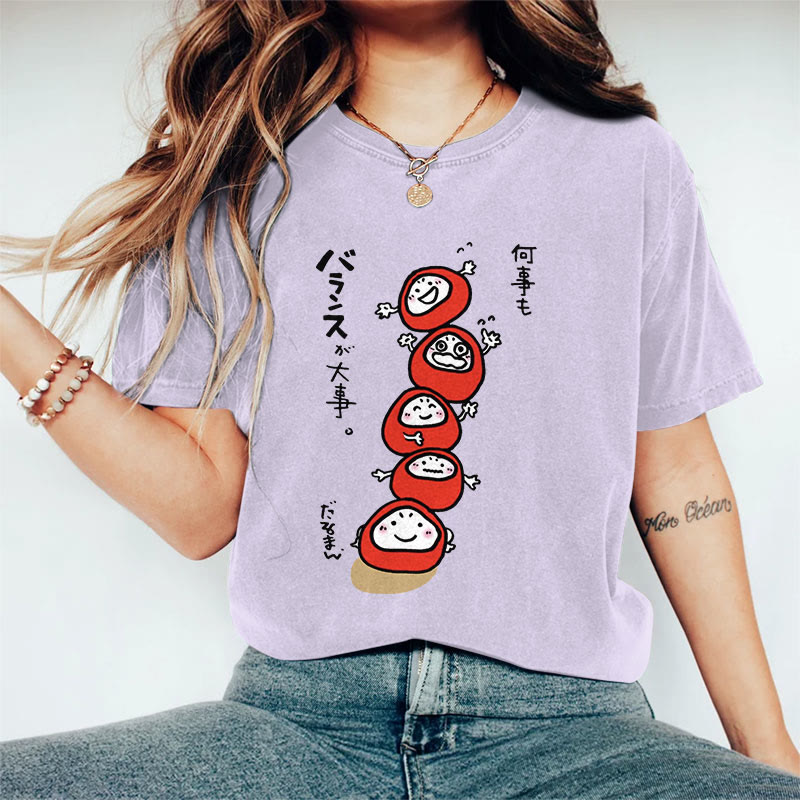 100% Cotton Japanese Lovely Stacking Eggs Print T-shirt - Purple - US16-18(2XL) - image 9