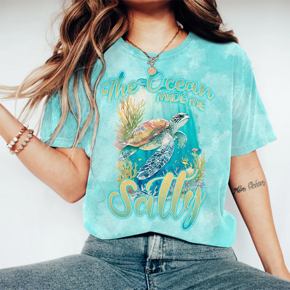 The Ocean Made Me Sally Turtle Print T-shirt