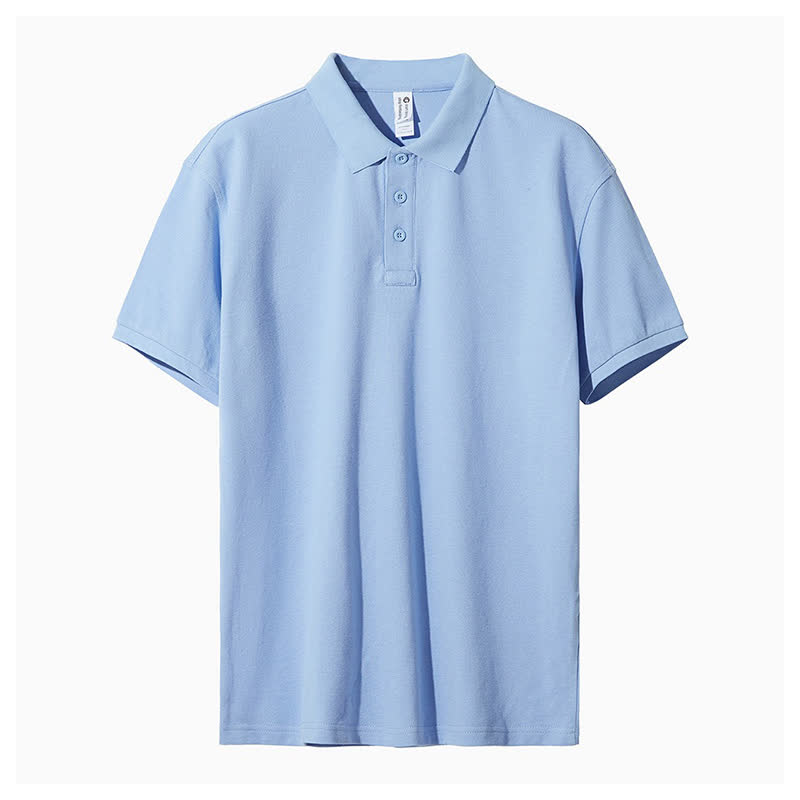 Men’s Casual Solid Color Simple Polo Shirt - Light Blue - 4XL - image 8