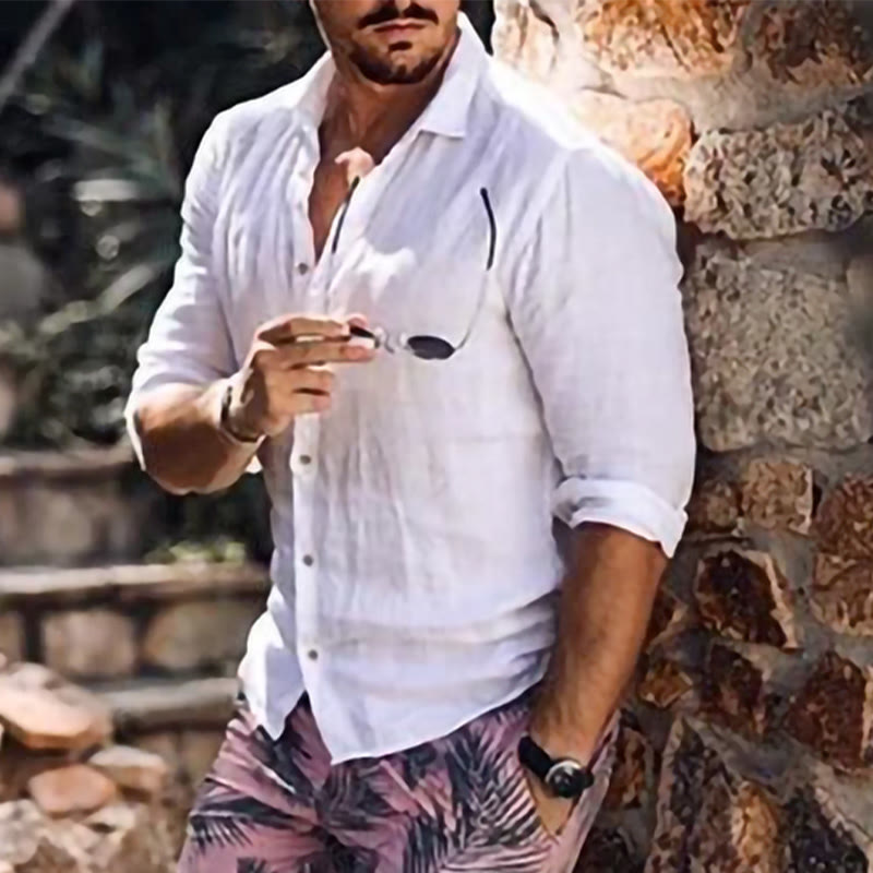 Men's Solid Color Holiday Long Sleeve Shirt - image 2
