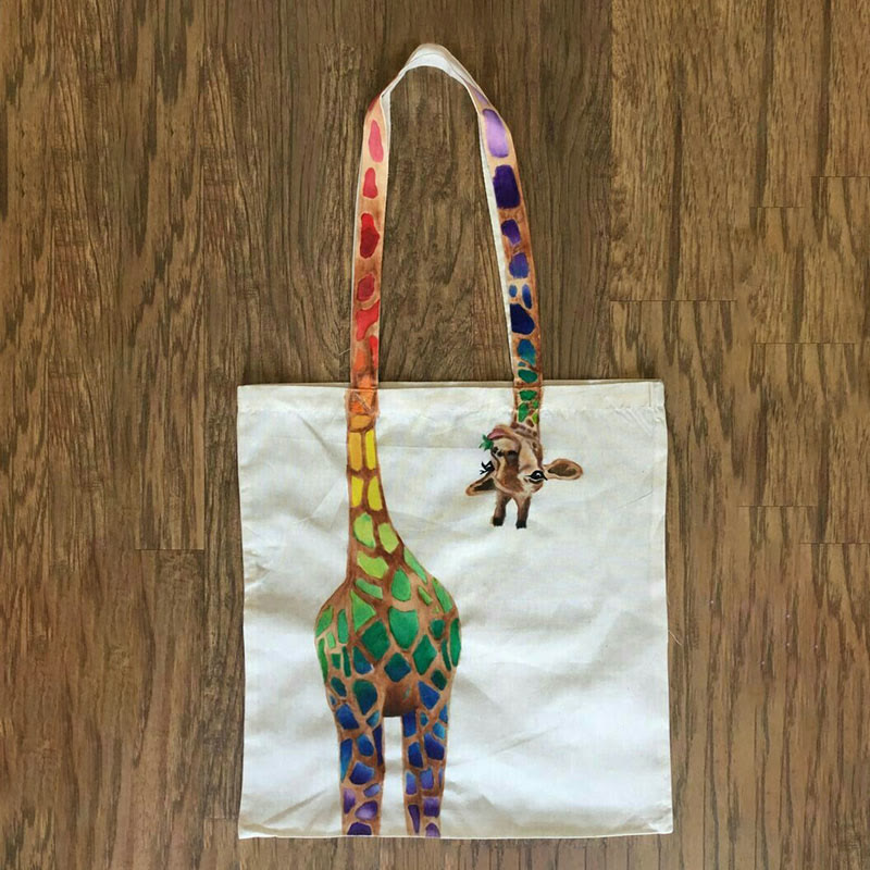 Colorful Giraffe Print Bag - Beige - one size - image 1