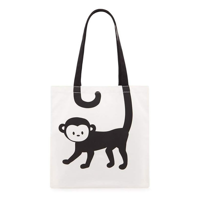 Creative Cute Monkey Print Bag - Beige - one size - image 1