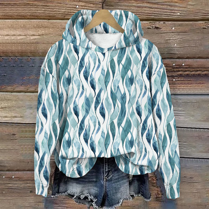 Stripe Print Long Sleeve Hoodie - Green - US44-46(8XL) - image 1