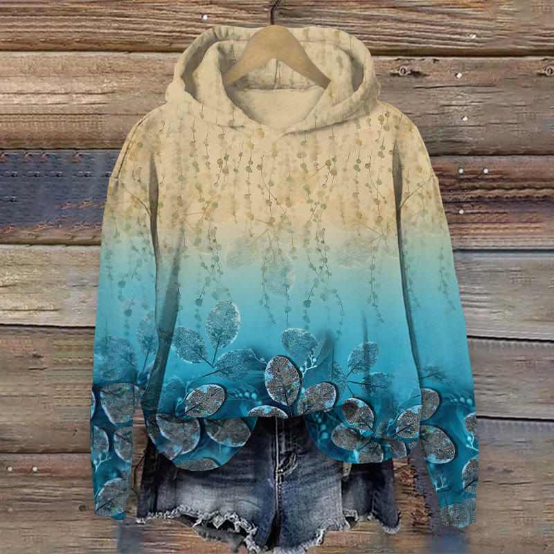 Leaves Print Long Sleeve Hoodie - Multicolor - US44-46(8XL) - image 1