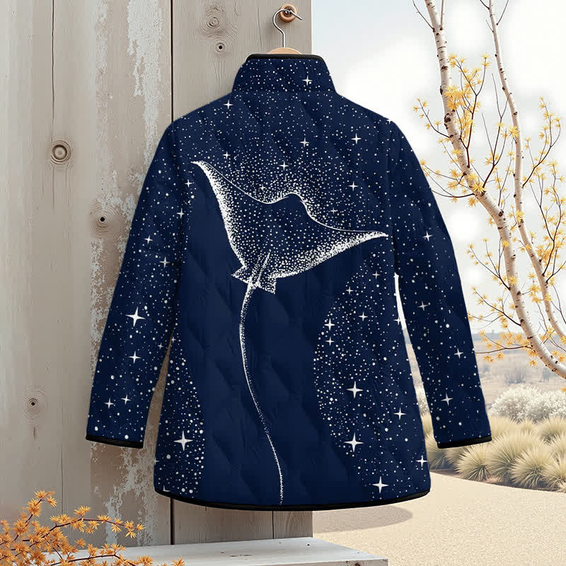 Starry Spotted Eagle Rays Print Outerwear Jackets - image 2