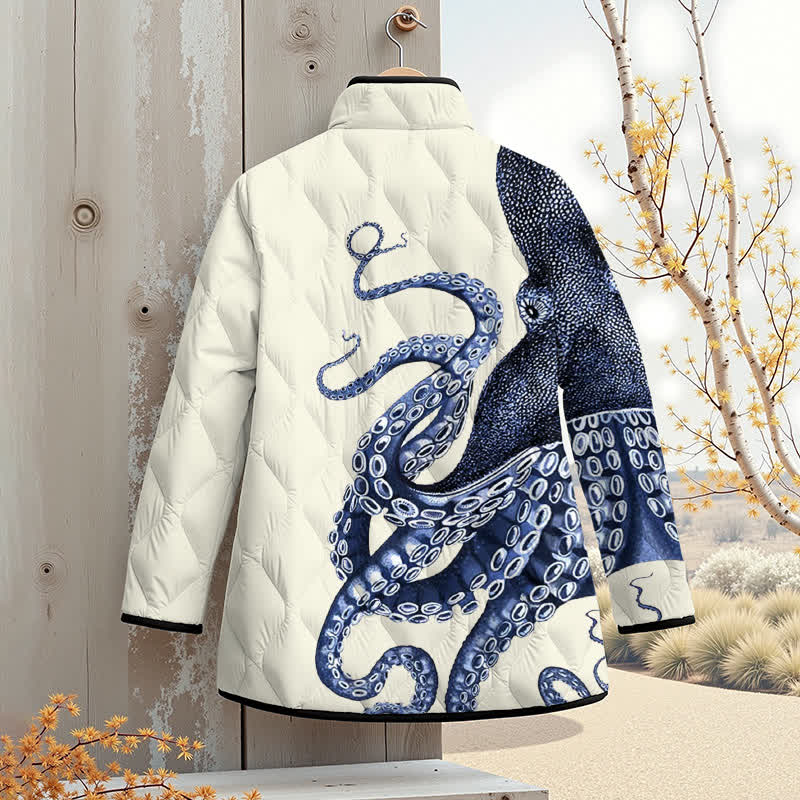 Japanese Art Octopus Graphic Print Outerwear Jackets - image 2