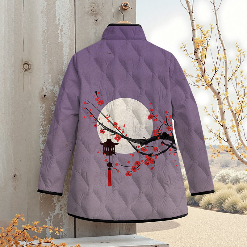 Japanese Sun & Lantern On Plum Blossom Art Print Outerwear Jackets - image 2