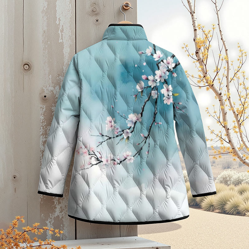 Japanese Ink Painting Flowers Print Outerwear Jackets - image 2